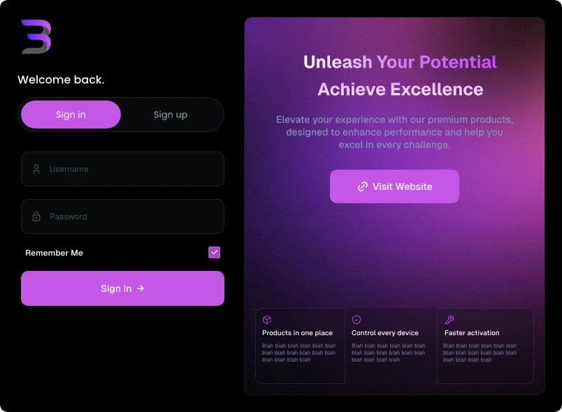 A compiled sign-in screen
